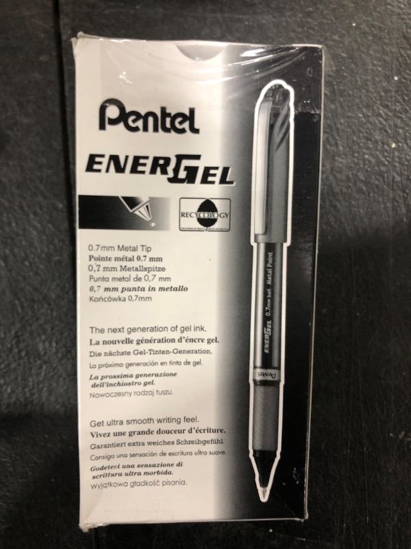 Photo 2 of Pentel EnerGel NV Gel Pens, Medium Point, Black Ink, Dozen (BL27A)