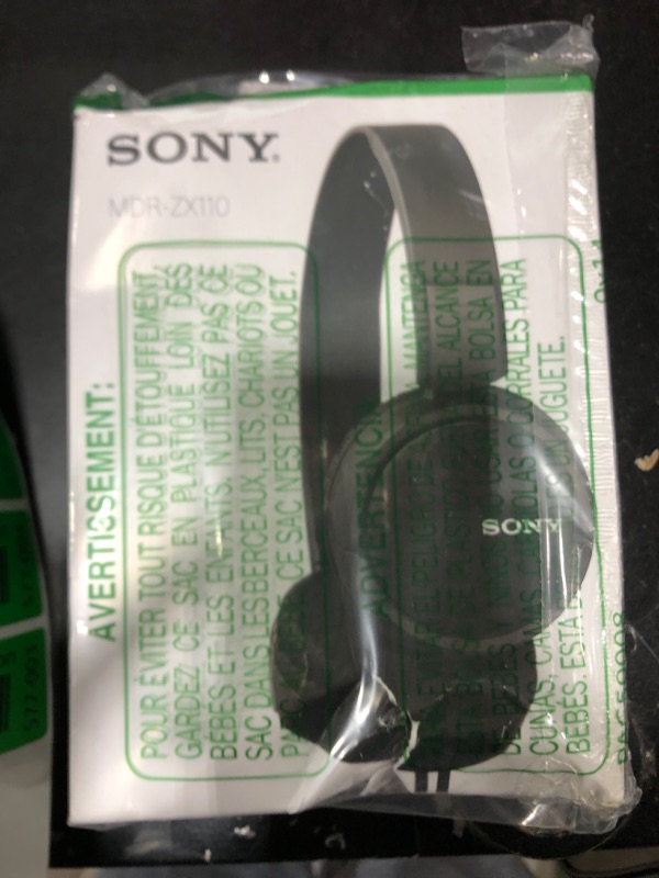 Photo 2 of Sony ZX Series Wired On-Ear Headphones, Black MDR-ZX110 No Mic Black