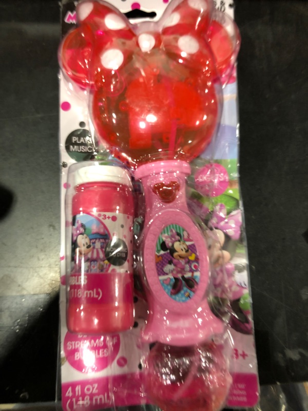 Photo 2 of Little Kids Disney Minnie Mouse Light and Sound Musical Bubble Wand, Includes Bubble Solution, Plastic, Multi (2051)