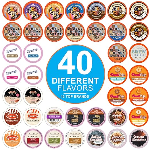 Photo 1 of Flavored Coffee Pods Variety Pack for Keurig K Cups Brewers, Assorted Flavored Coffee Sampler, 40 Count
