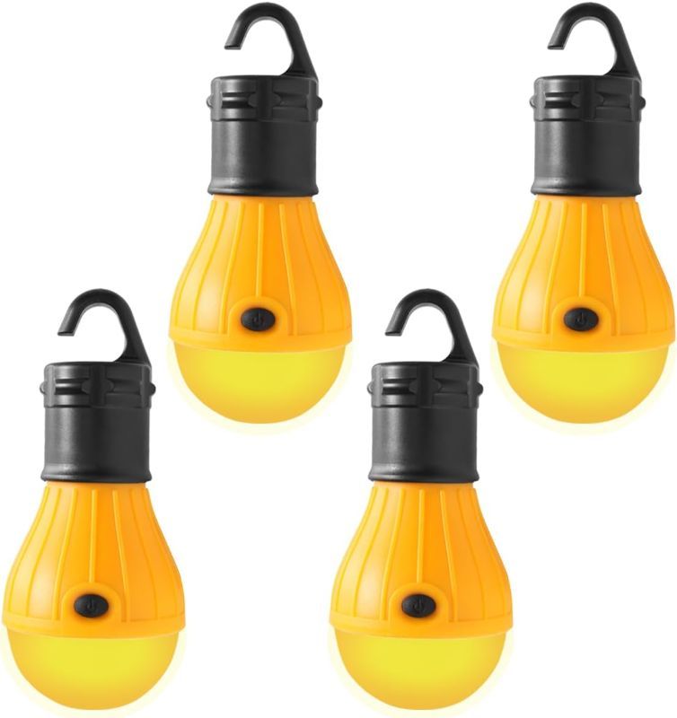 Photo 1 of KINUR Sleep Aid Camping Light Bulbs Soft Amber Yellow Color Bug Resistent Portable Hanging Lantern for Kids,Baby,Camping,Hiking,Fishing,Decoration,Gift.(Batteries Not Included) 4 Pack