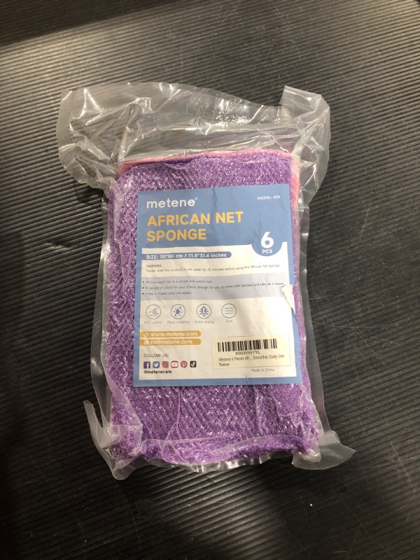 Photo 2 of Metene 6 Pieces African Exfoliating Net, Colorful African Net Cloth, Long African Net Sponge Body Scrubber for Use in Shower, Bath Shower Wash Cloth for Skin Smoother Daily Use (Pink,Purple)