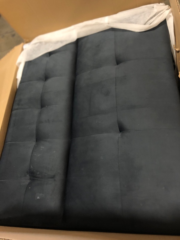 Photo 2 of BSHTI LOVESEAT SOFA BED VELVET UPHOLSTERY FOLD OUT SLEEPER TUFTED BLACK SQUARE ARM PLASTIC LEG PULL OUT SLEEPER SOFA BLACK