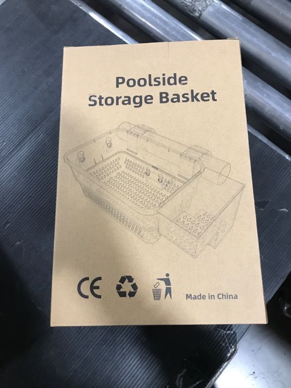 Photo 3 of SUVIYA Poolside Storage Basket with Pool Cup Holder, Above Ground Pool Organizer Accessories, Pool Toy Basket/Storage Bin Containers For Most Frame Above Ground Swimming Pool (Blue 2 Pack)