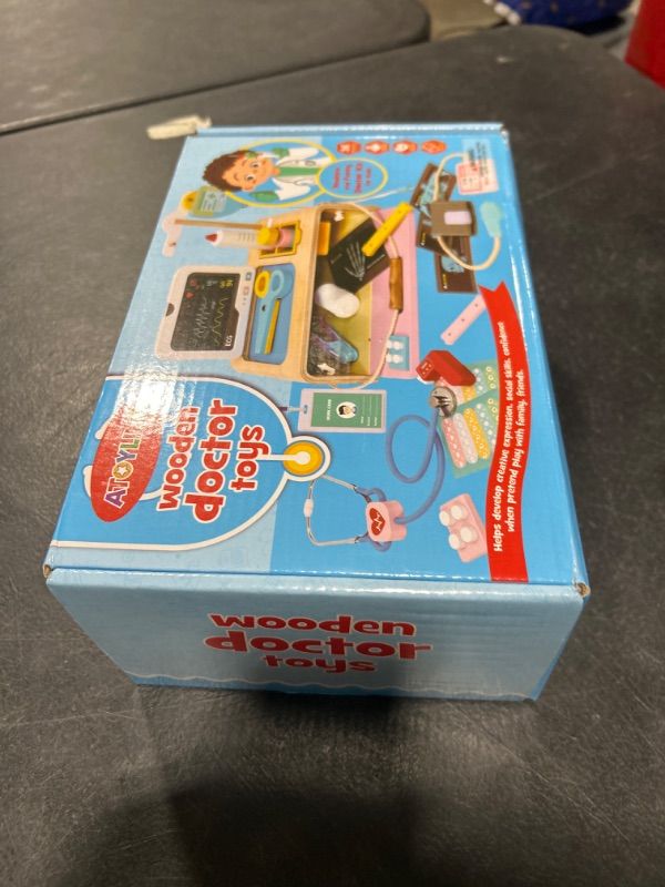 Photo 1 of Atoylink Wooden Doctor Kit for Toddlers Kids 3-5, 23PCS Pretend Play Medical Toys with Doctor Costume, Doctor Pretend Play Toys, Birthday Toys for Toddlers Kids Girls Boys 3-5-7