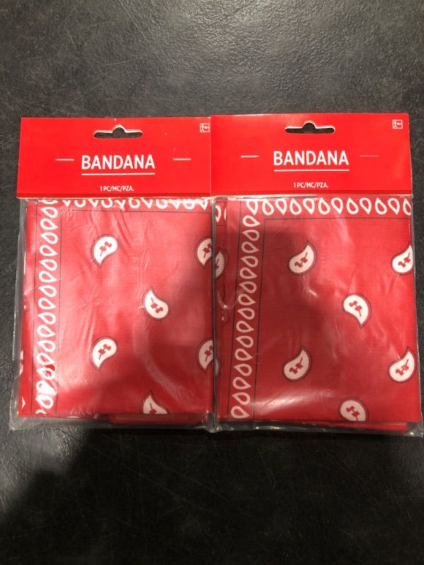 Photo 2 of 2 PACK Amscan Bandana, Party Accessory, Red , 20" x 20" -