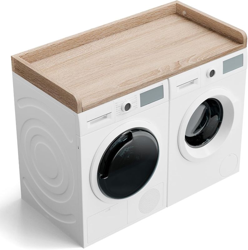 Photo 2 of  Washer Dryer Countertop 27.5" W x 54" L Laundry countertop for Storage and Organization with Edge Rails, Oak