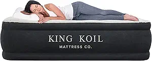 Photo 1 of King Koil Pillow Top Plush Queen Air Mattress With Built-in High-Speed Pump Best For Home, Camping, Guests, 20" Queen Size Luxury Double Airbed Adjustable Blow Up Mattress, Waterproof, 1-Year Warranty
