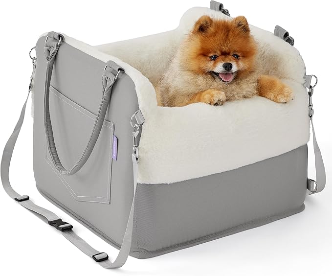 Photo 1 of Lesure Dog Booster Car Seat - Dog Car Seats for Small Dogs Egg Crate Foam Dog Car Bed with Storage Pockets, Clip-On Leash for Travel Carrier Booster Bed Elevated Seat, BEIGE
