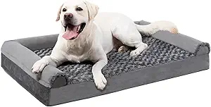 Photo 1 of MIHIKK Orthopedic Dog Bed for Medium Large Dogs - Big Pet Sofa Bed with Removable Washable Cover, Waterproof Lining, Nonskid Bottom, Foam Dog Couch Bed with Sides Bolster, Grey,36x27x6 Inch
