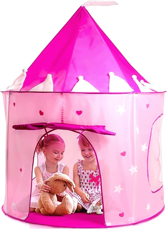 Photo 1 of ent Princess Castle Pink - Features Glow in The Dark Stars - Portable - Kids Pop Up Tent Foldable Into A Carrying Bag - Indoor and Outdoor Use - Original