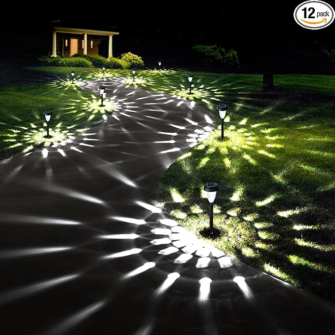 Photo 1 of GIGALUMI 12 Pack Solar Lights Outdoor Waterproof, Cool White Pathway Lights Solar Powered, Landscape Lighting, Solar Grden Lights for Decor, Patio, Garden, Yard, Pathways, Walkways
