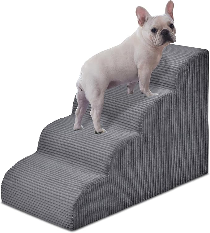 Photo 1 of Dog Steps for Small Dog, 4-Step Dog Ramp and Stairs for High Beds and Sofa, Non-Slip Pet Stairs for Small Dogs and Cats, Removable and Easy to Clean Dog Bed Stairs, Dark Gray
