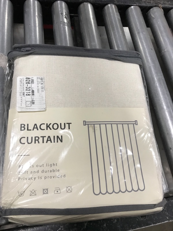 Photo 2 of 100% Blackout Shield Full Blackout Curtains for Bedroom 84 inch Length 2 Panels Set, Clip Rings/Rod Pocket Faux Linen Black Out Curtains for Living Room, Thermal Insulated, 50Wx84L, Cream