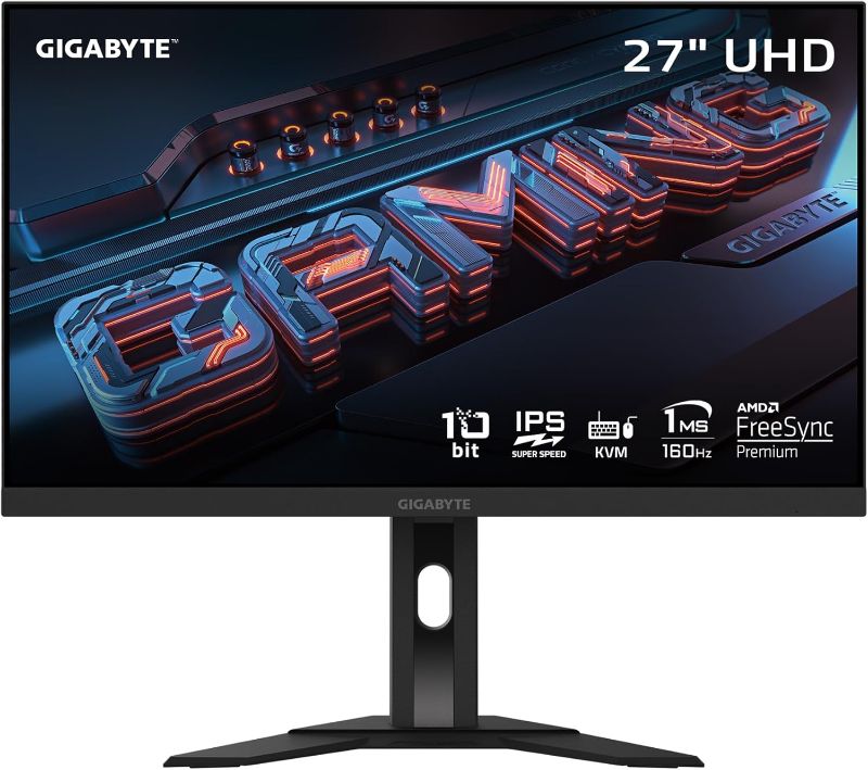 Photo 1 of GIGABYTE M27U Advanced (SA) - 27" SS IPS Gaming Monitor - UHD 3840x2160-160Hz - 1ms MPRT - AMD FreeSync Premium - Type C KVM - HDMI, DP, Type C - Height Adjustable - Black
