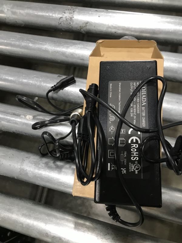 Photo 1 of WOJIADA 54.6V 2A Electric Ebike Charger,3 Plugs for 48V Battery Charger DC5.5 * 2.5 and 3-pin and 12mm 3-Prong Replacement Charger,Ebike Scooter F1,F2,F