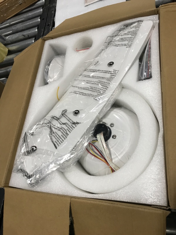 Photo 1 of Kviflon 46 Inch Ceiling Fans with Lights and Remote/APP Control,Modern 2 Downrods Semi Flush Mount Ceiling Fan with 5 Reversible Blades 6 Speeds, 3 CCT Dimmable for Bedroom Living Room, White