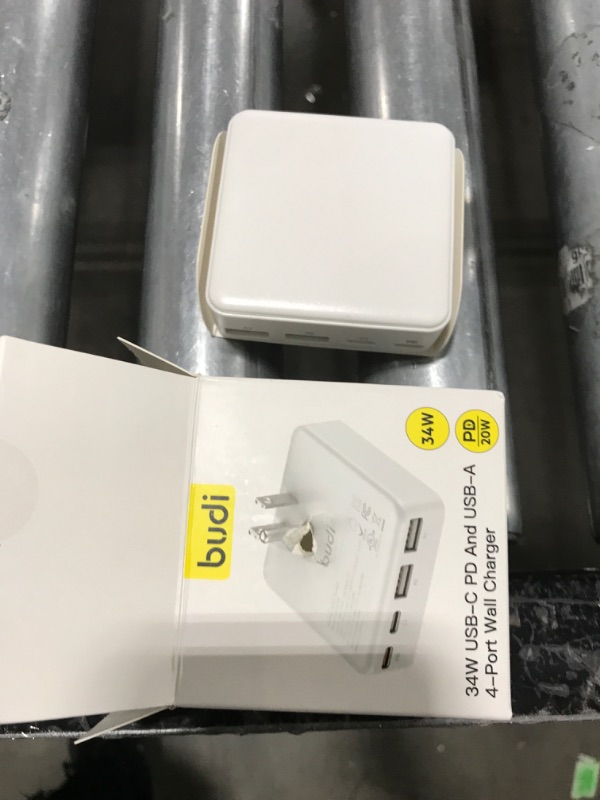 Photo 2 of BUDI Flat USB C Wall Charger, 34W 4-Port Slim USB Wall Charger, Fast Charging Block with 20W Port Power Delivery and 2-Port USB C for iPhone 16/15/14/13/12/11/Pro Max/XS/XR/8/7,Tablets (2USB A+2USB C)