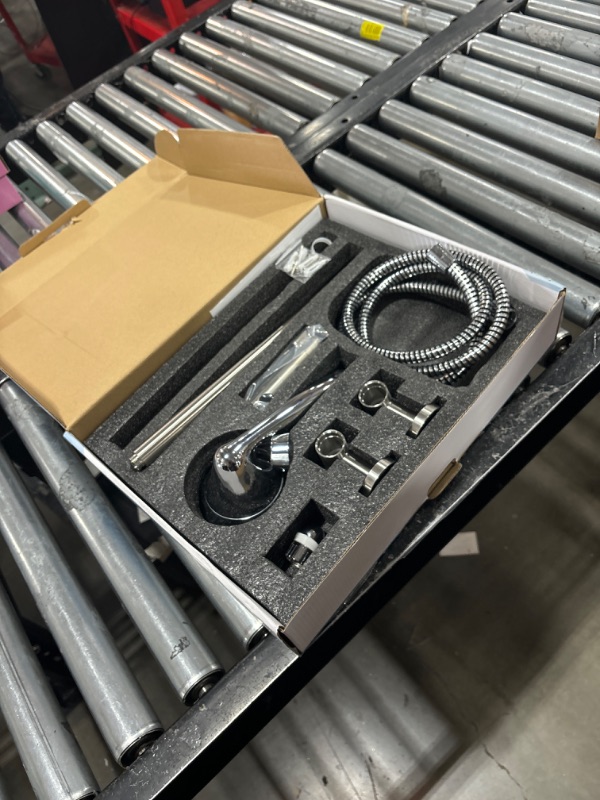 Photo 1 of YSNOL Adjustable Shower Slide Bar with 5-Function Handheld Shower Head, Stainless Steel Grab Slide Bar Combo with Extra Hose (Brushed Nickel)