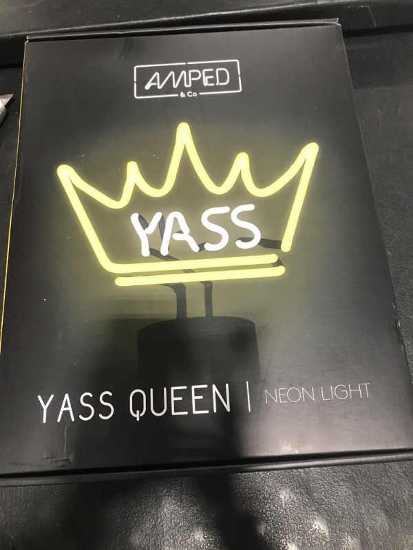 Photo 1 of Amped & Co YASS QUEEN Neon Light Novelty Desk Lamp, Large 11.3x9.75, Yellow/White Glow