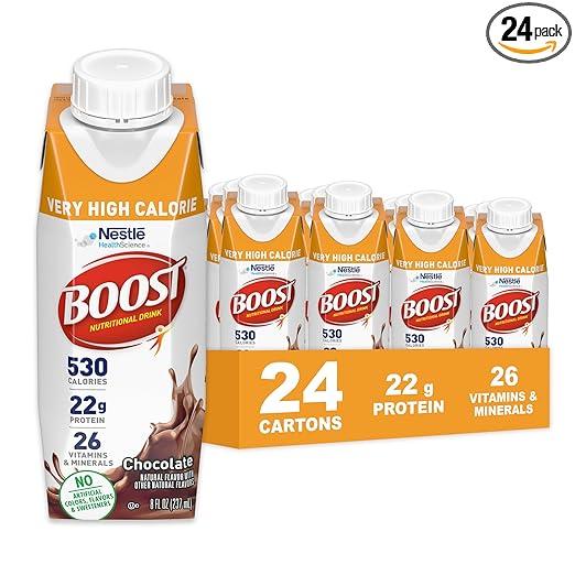 Photo 1 of Boost Very High Calorie Chocolate Nutritional Drink – 22g Protein, 530 Nutrient Rich Calories, 8 Fl Oz (Pack of 24)-EXP DEC 2025
