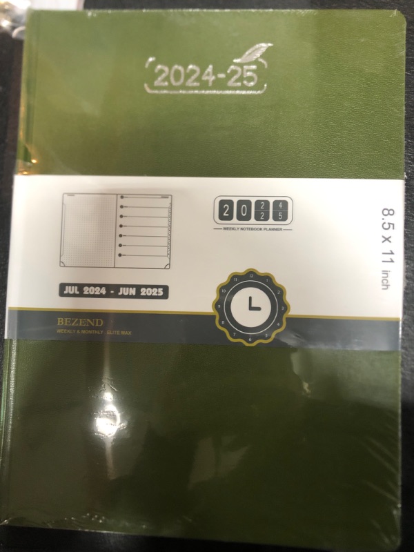 Photo 1 of BEZEND Planner 2024-2025, Large Size 8.5" x 11" Weekly Notebook Academic Calender-120 GSM Thick Paper-12 Months (July 24 - June 25) Daily Weekly and Monthly with Tabs, Inner Pocket, Hard Cover (Olive)