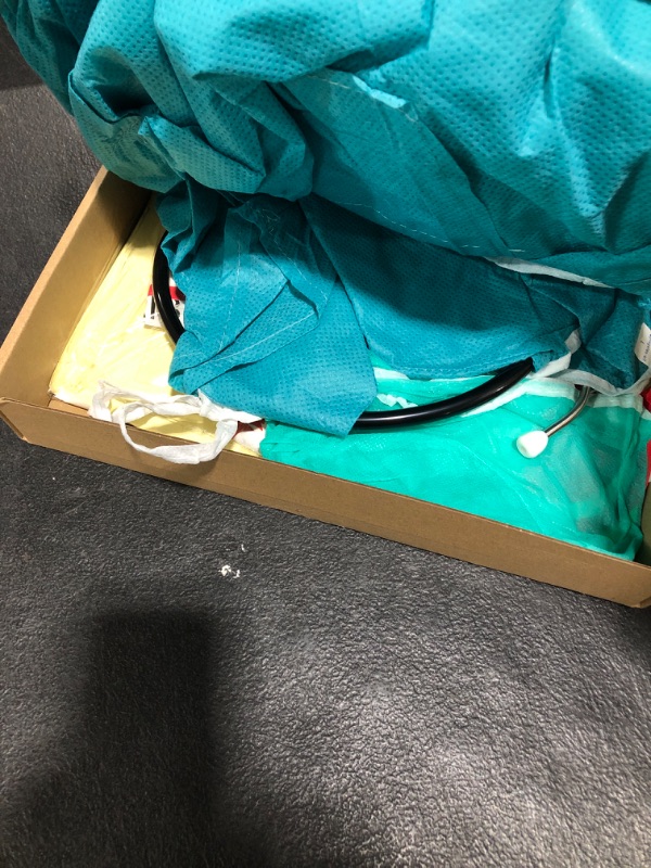 Photo 1 of Realspring 8 Pcs Operation Game Couples Costume Set for Adult Halloween Board Game Couple Costume Medical Doctor Surgeon Red Lighted Nose Patient Costume for Halloween Party Cosplay