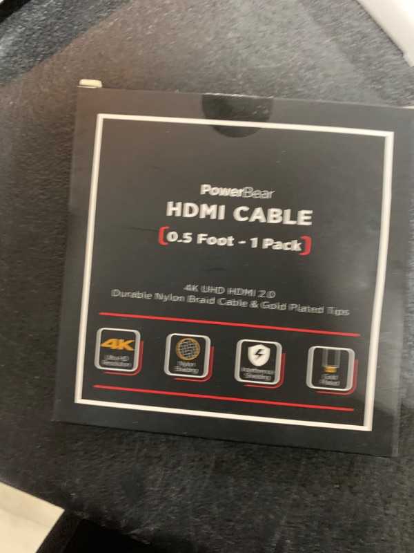 Photo 2 of PowerBear 4K HDMI Cable 0.5 ft High Speed