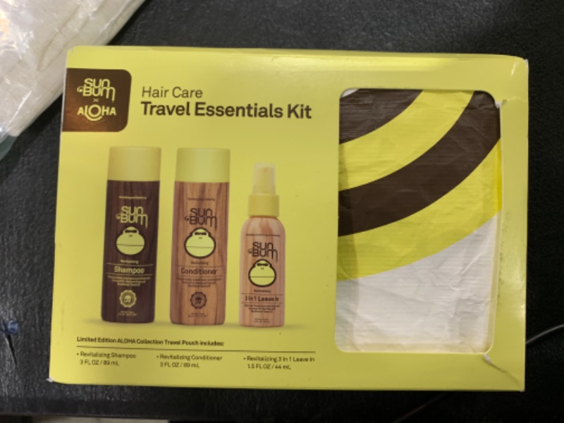 Photo 2 of Sun Bum Hair Care Travel Essentials Kit | Revitalize Your Hair With Revitalizing Shampoo, Conditioner, and 3-in-1 Leave In Treatment | Includes Aloha Collection Travel Pouch