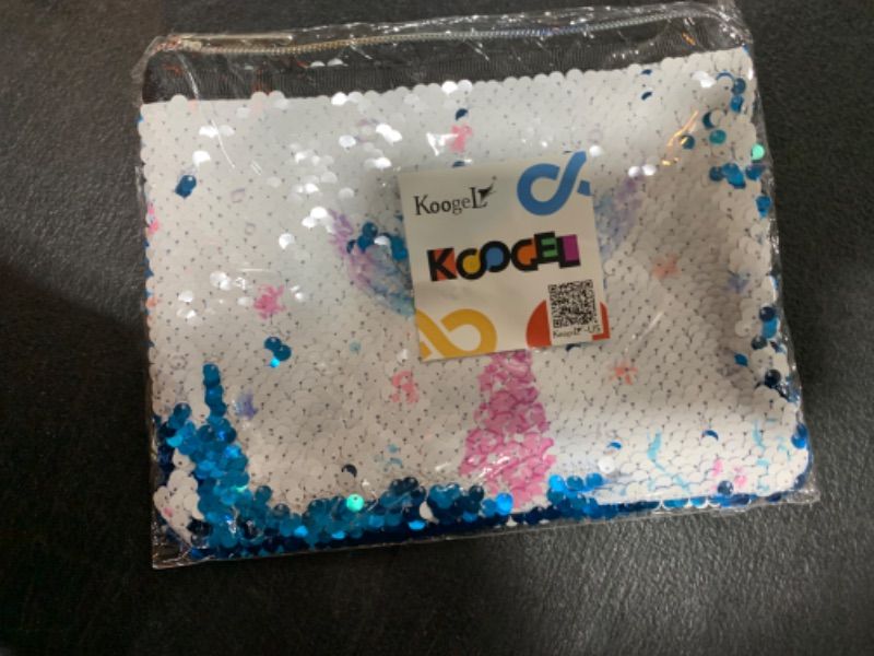 Photo 2 of Koogel Mermaid Coin Purse, Glitter Sequin Makeup Bag Travel Makeup Organizer Zipper Bag for Women Girl Travel Birthday Gift