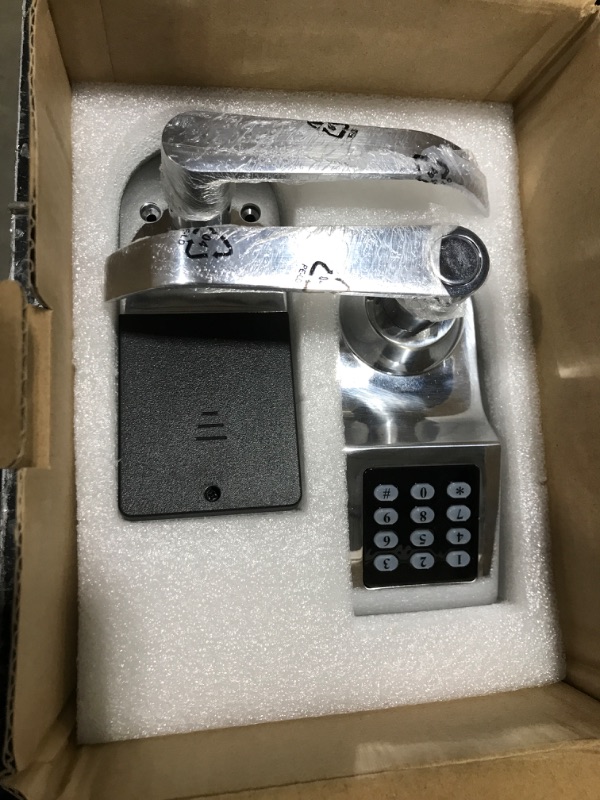 Photo 1 of Keypad Door Lock with Handle, Commercial Keyless Door Lock, Smart Door Locks for Front Foor, Keyless Electronic Digital Smart Door Lock for Bedroom, Office, and House Rental Silver