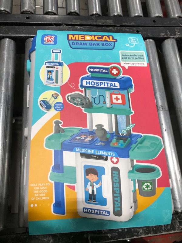 Photo 1 of Doctor Kit for Kids Toddlers 3-8, 2 in 1 Kids Doctors Play Set with Costume, Stethoscope and Surgical Light, Pretend Medical Station Set for Boys Girls Birthday