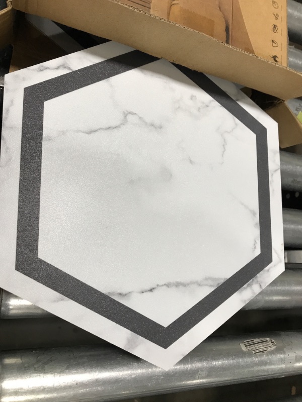 Photo 1 of Art3d 30-Pack Hexagon Peel and Stick Flooring Tile Marble Look, Self Adhesive Waterproof Vinyl Floor Tile for Kitchen Bathroom Living Room Bedroom, 11.8" x 10.2" White Marble