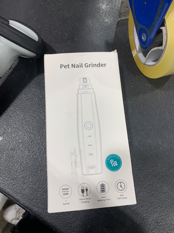 Photo 1 of Gentle Groom Dog Nail Grinder - Low Noise Electric Dog Nail Trimmer in 2 Speed Modes - Guarded Rechargeable Dog Nail Cutters with Diamond Grinder for Toenail and Claw Grooming for Pets in