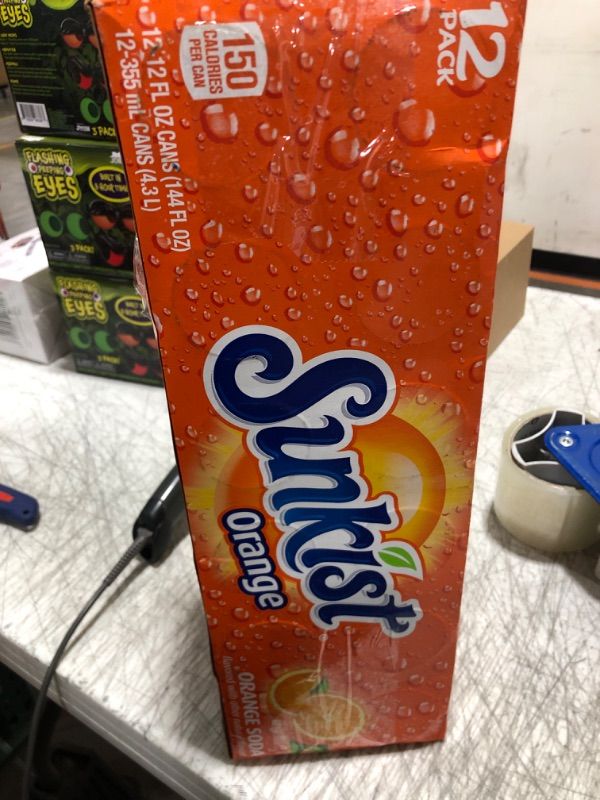 Photo 2 of Soda Orange Sunkist Orange Soda, 12 fl oz cans, 12 pack EXP.JAN.31 2025