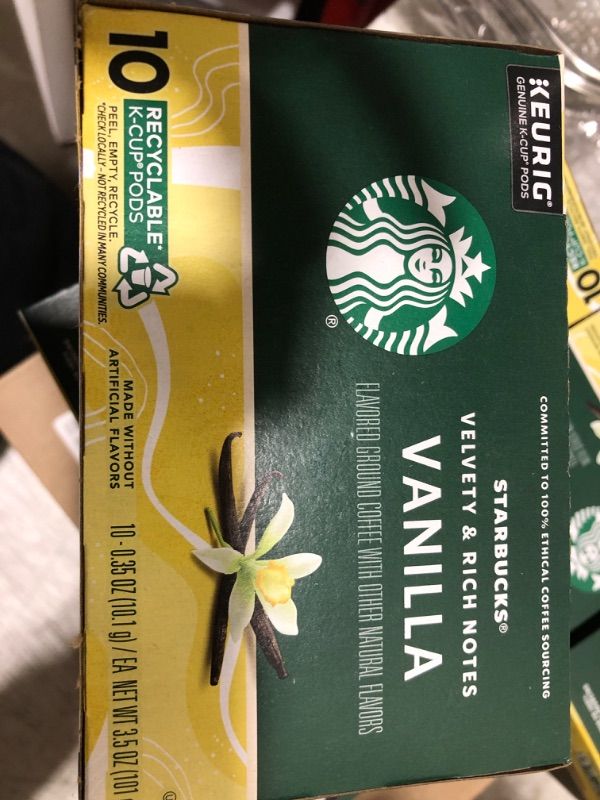 Photo 3 of Starbucks Flavored Coffee K-Cup Pods, Vanilla Flavored Coffee, Made without Artificial Flavors, Keurig Genuine K-Cup Pods, 10 CT K-Cups/Box (Pack of 1 Box) Vanilla 10 Count (Pack of 1)