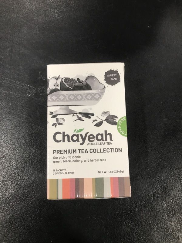 Photo 2 of CHAYEAH, Premium Tea Collection (16 Pyramid Tea Sachets, 8 Assorted Flavors), Green, Black, Oolong, Pu’erh & Herbal Tea Sampler Variety Pack, Caffeinated and Non-Caffeinated, Whole Leaf Tea Bag