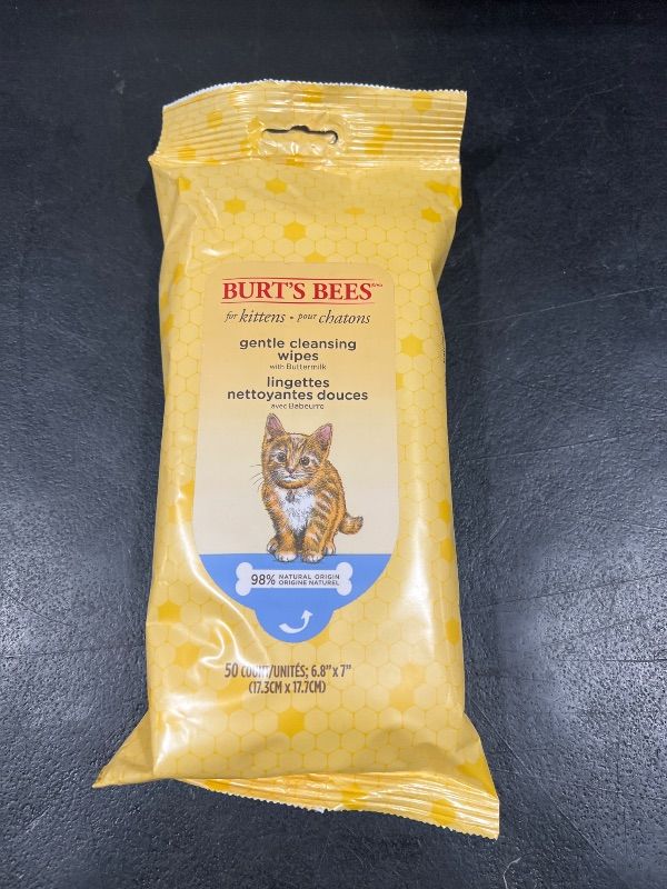 Photo 2 of Burt's Bees for Pets Gentle Kitten Wipes - Grooming Wipes for Cleaning Coat and Paws, Kitten Supplies for Indoor Cats, Kitten Essentials - Formulated without Sulfates and Parabens, 50 Count