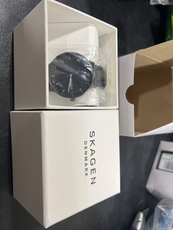 Photo 2 of Skagen Men's Three-Hand Quartz Riis Black Stainless Steel Mesh Watch 40mm