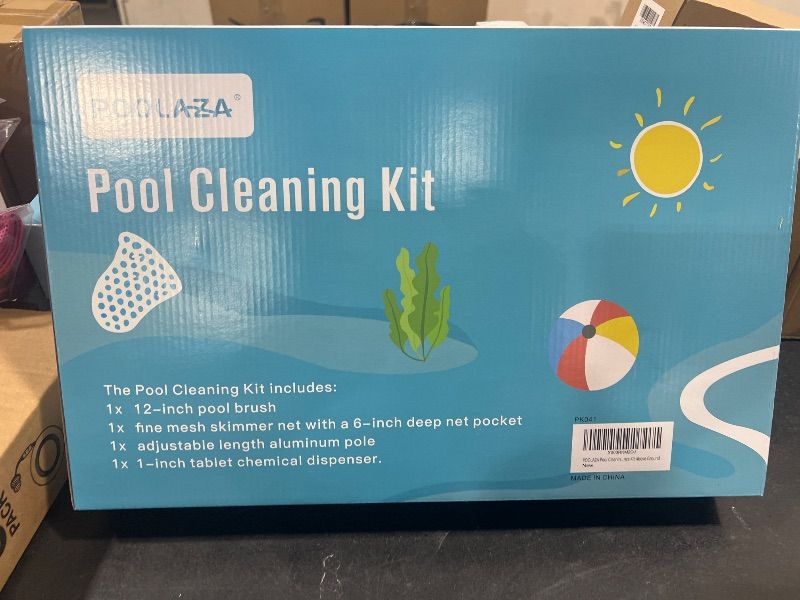 Photo 2 of POOLAZA Pool Cleaning Kit Above Ground, with Sturdy Pool Brush, Fine Mesh Pool Skimmer Net, 57.5'' Aluminum Pool Pole