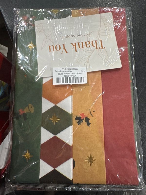 Photo 1 of Aobkiat Christmas Tissue Paper,24 Sheets Red Green Gift Wrap Paper for Present Boxes,Xmas Gift Wrapping Bags,Wine Bottles,New Year Decorations,DIY Craft,20×15inch/Sheets
