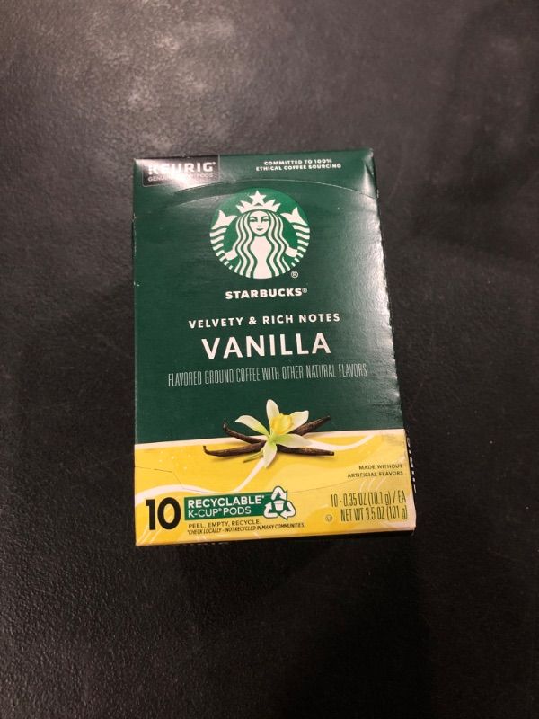 Photo 2 of Starbucks Flavored Coffee K-Cup Pods, Vanilla Flavored Coffee, Made without Artificial Flavors, Keurig Genuine K-Cup Pods, 10 CT K-Cups/Box (Pack of 1 Box) Vanilla 10 Count (Pack of 1)