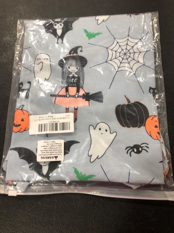 Photo 2 of 1-6T Toddler Kids Baby Girls Halloween Outfits Ghost Pumpkin Print Long Sleeve Dress Winter Clothes (Blue, 6-7 T)