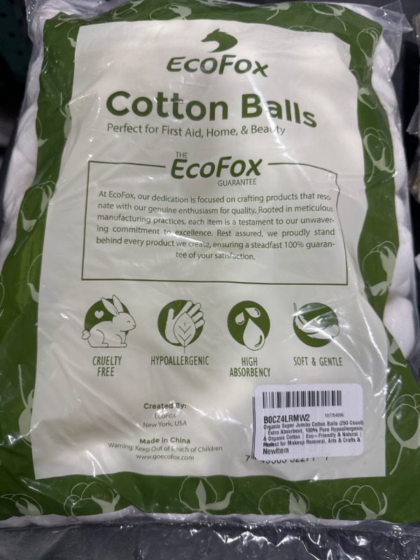 Photo 2 of Jumbo Cotton Balls (250 Count) | Extra Absorbent, 100% Pure Hypoallergenic & Organic Cotton | Eco-Friendly & Natural | Perfect for Makeup Removal, Arts & Crafts & More..