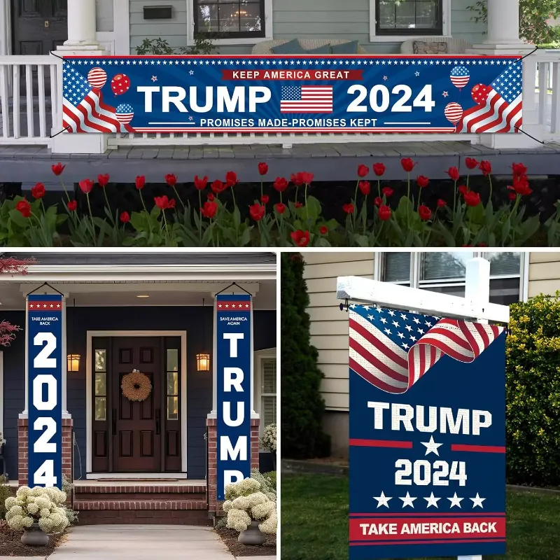 Photo 1 of Trump 2024 Flag,Trump 2024 Garden Flag and banner,3 piece flag set Trump?president Trump Flag,Banner Indoor Outdoor,Banners for Indoor/Outdoor Decorations.