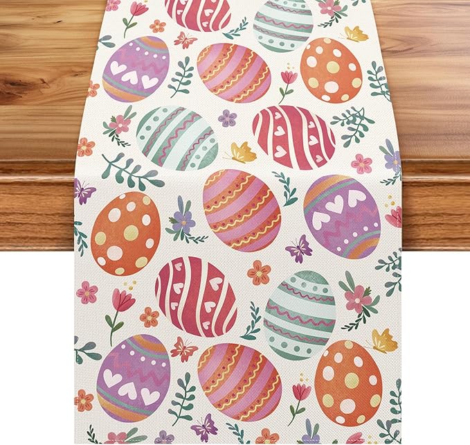 Photo 1 of PACK OF 5  NLUS Easter Table Runner Easter Eggs Floral Seasonal Spring Holiday Party Home Kitchen Dining Room Decoration (13" x 72")
