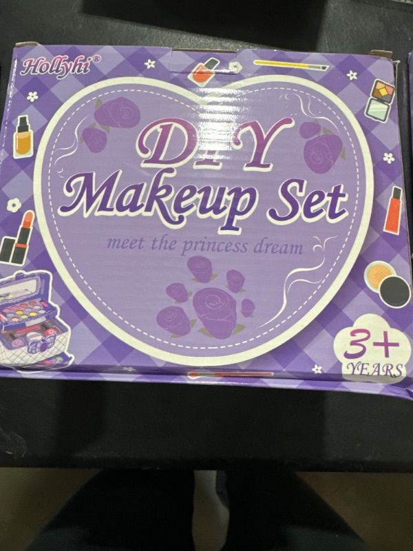 Photo 2 of Hollyhi 58 Pcs Kids Makeup Kit for Girl, Princess Toys Real Washable Cosmetic Set with Mirror, Kids Makeup Sets for Girls, Play Make Up Birthday Gifts for 3 4 5 6 7 8 9 10 11 12 Years Old Kid(Purple)