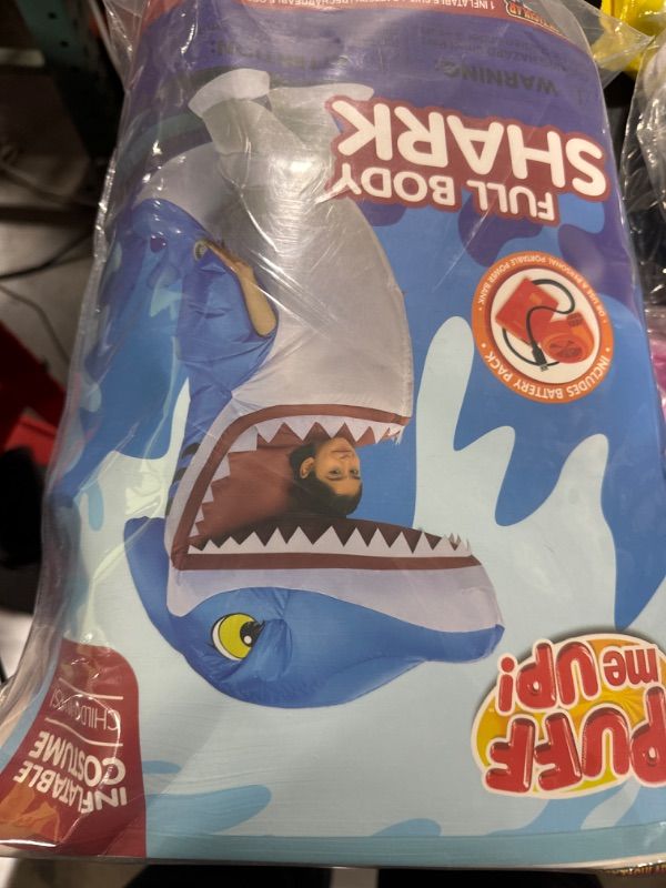 Photo 1 of Spooktacular Creations Kids Halloween Inflatable Shark Costume, Blue Shark Air Blow Up Costumes Girls, Full Body Funny Halloween Inflatable Shark Suit for Boys Halloween Dress Up Themed Parties