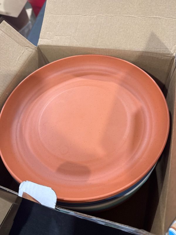 Photo 1 of Jojovenusmall Wheat Straw Plates, Reusable Plastic Plates Set of 12, Dishwasher & Microwave Safe Plastic Dinner Plates, Lightweight Plates for kitchen (10inch(The box was misprinted as 9 inches))