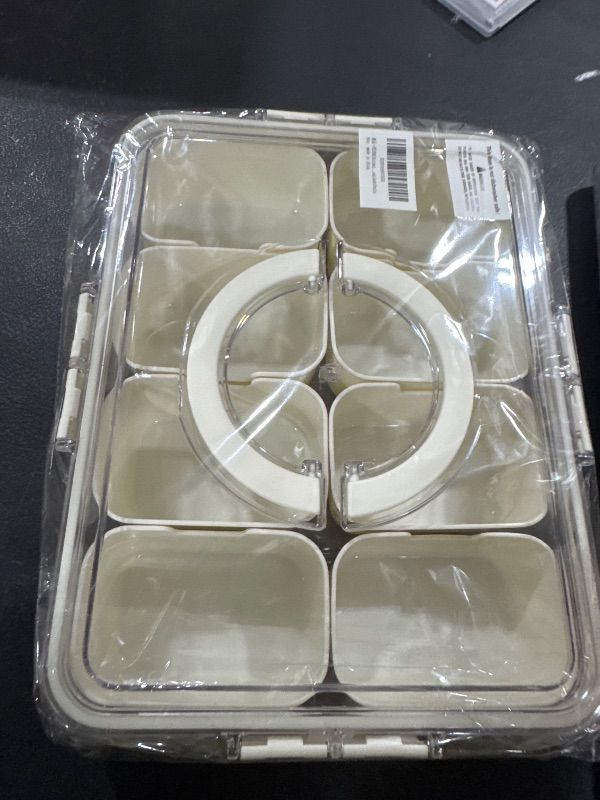 Photo 1 of FEIOOD Divided Serving Tray with Lid and Handle, Snackle Box Snack Containers Organizer for Food Pans Charcuterie Sandwich Station Veggi Fruit Vegetable Candy Food Storage for Travel Beach